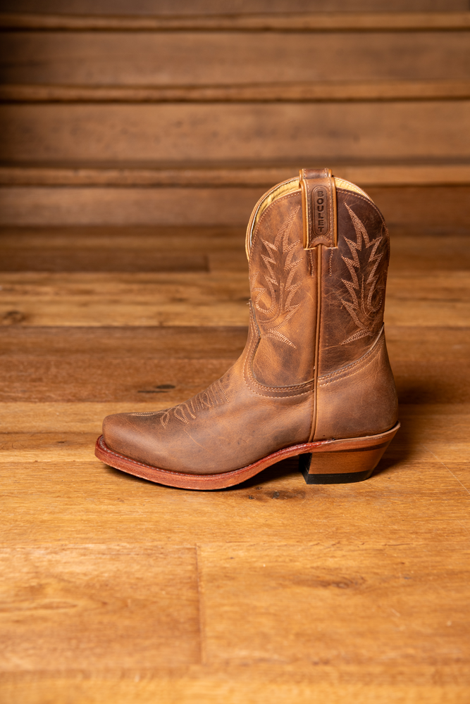 Bottines western mi-hautes brunes bout carré - Femme