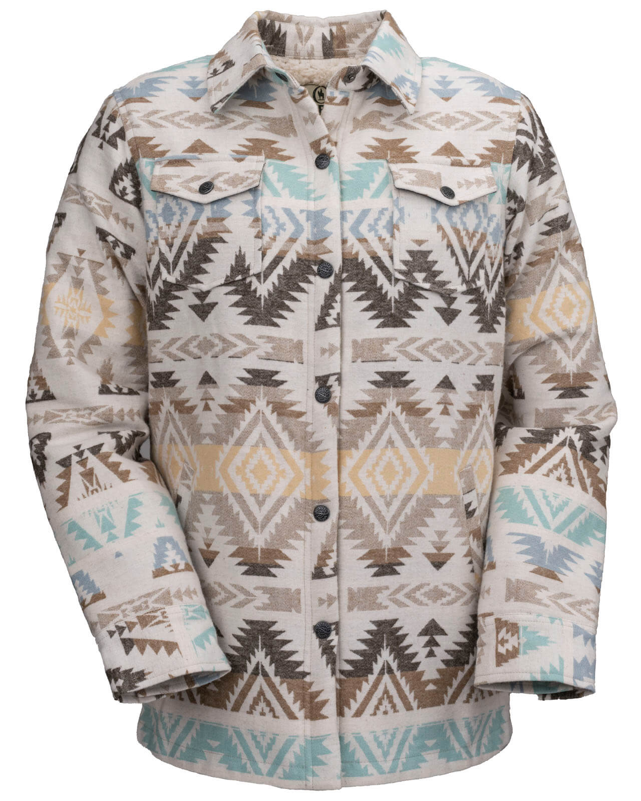 C'Anne fleece overshirt with Aztec pattern