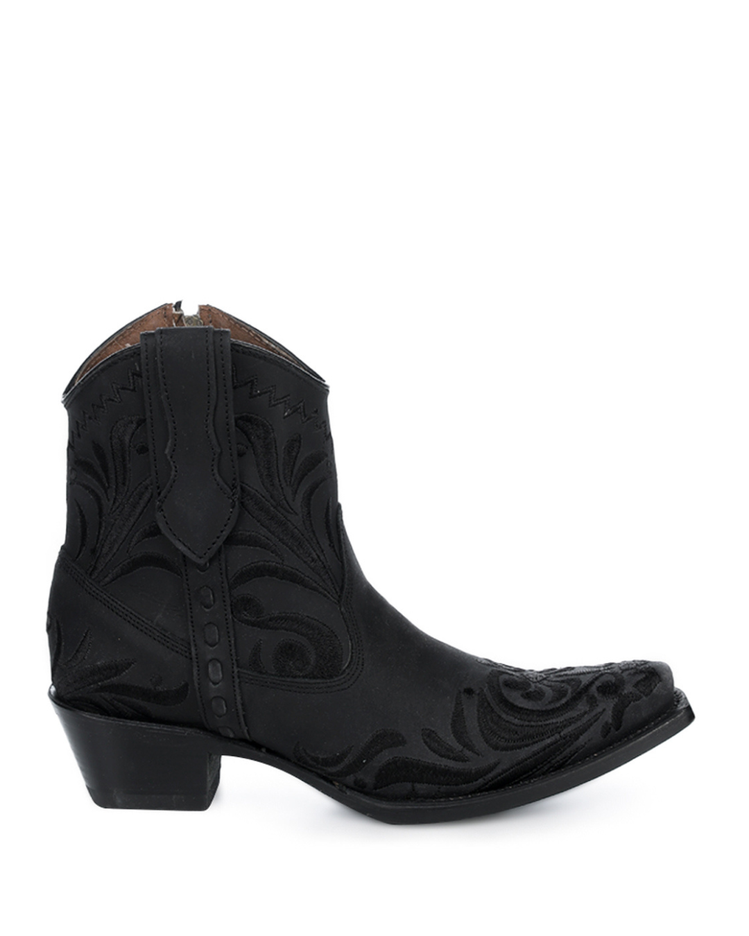 Bottines western brodées noires bout pointu