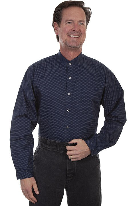Western shirt with mandarin collar - Dark blue