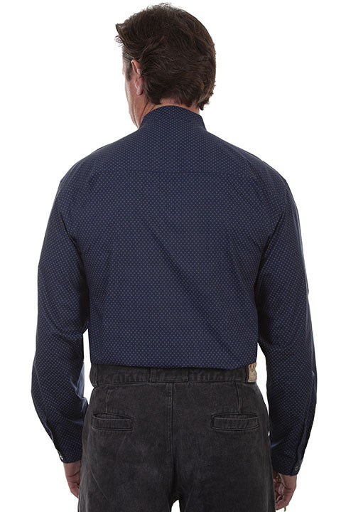 Western shirt with mandarin collar - Dark blue