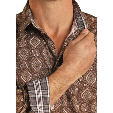 Chemise western motif Medaillon - Brun