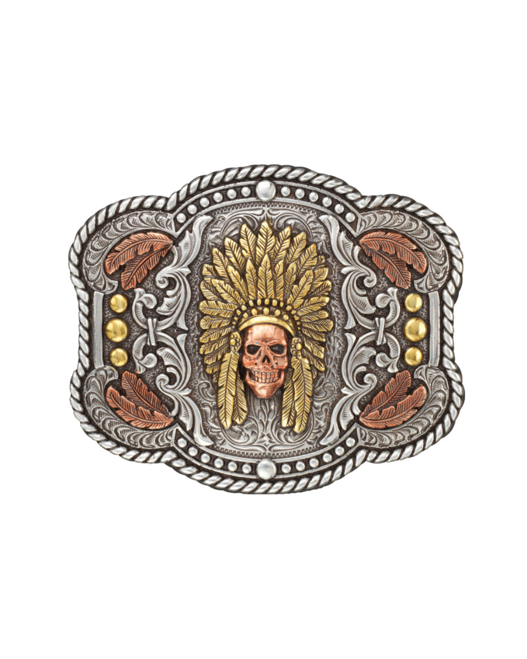 Boucle de ceinture western coiffe amérindienne