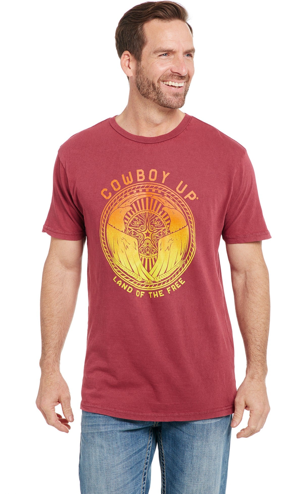 T-shirt western land of the free - Rouge