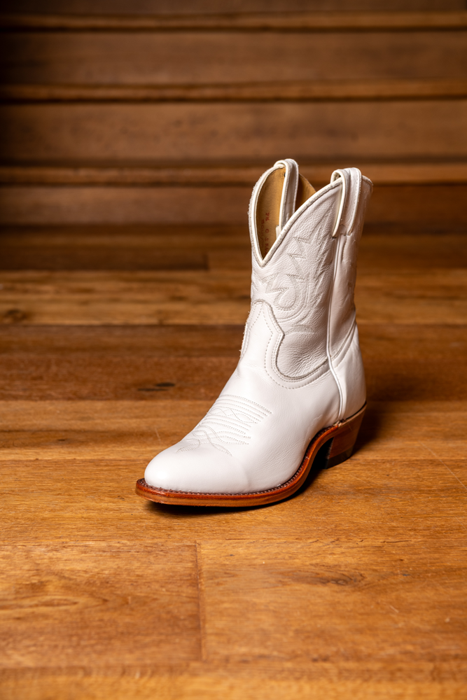 Bottines western mi-hautes blanches bout arrondi - Femme