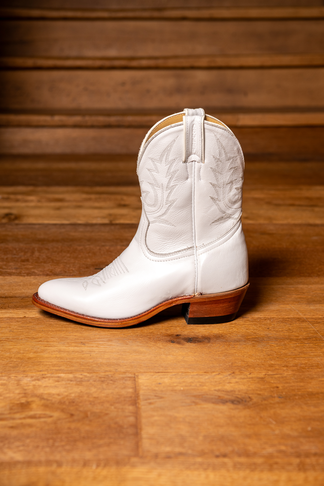 Bottines western mi-hautes blanches bout arrondi - Femme