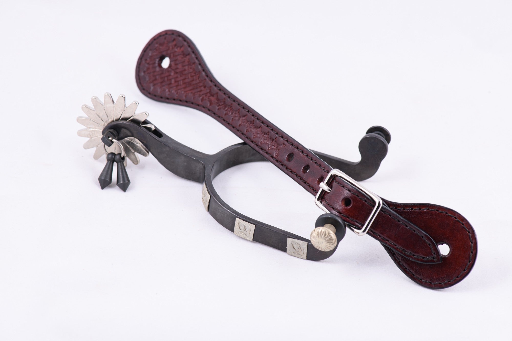 Lanière pour éperon en cuir motif basket