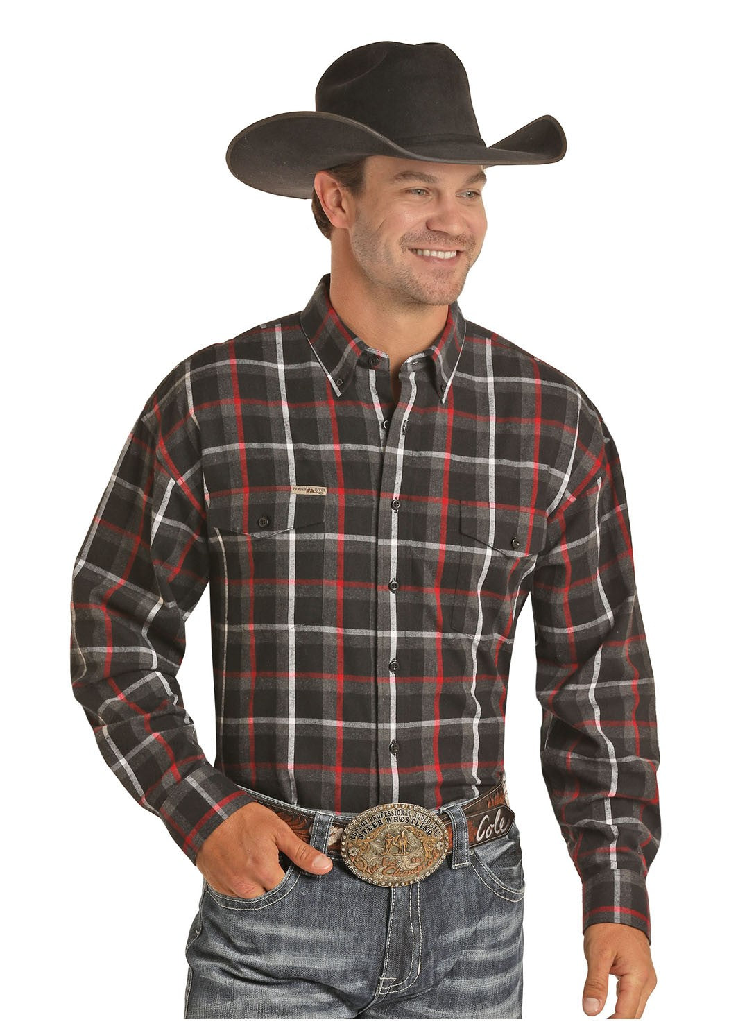 Men's Black Check Flannel Shirt