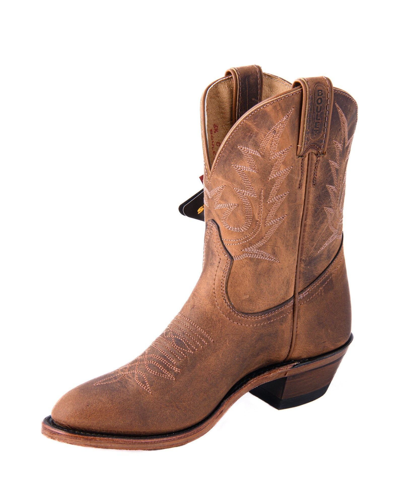 Bottines western mi-hautes brunes bout arrondi - Femme