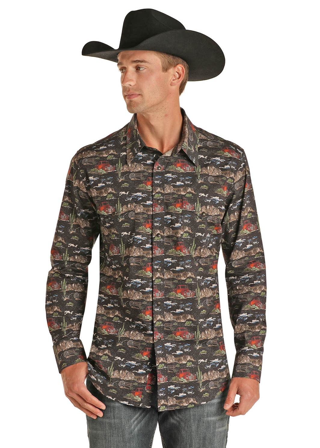 Chemise western imprimée voitures