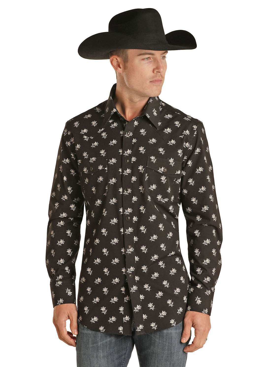 Chemise western motifs floraux