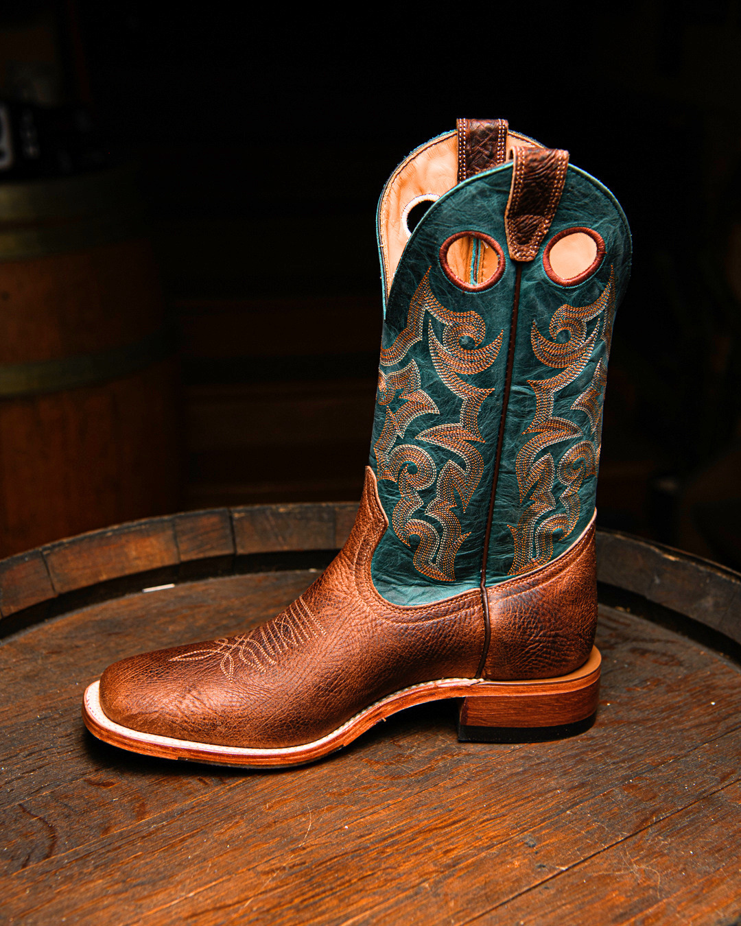 Bottes Roper bout carré large turquoise - Homme