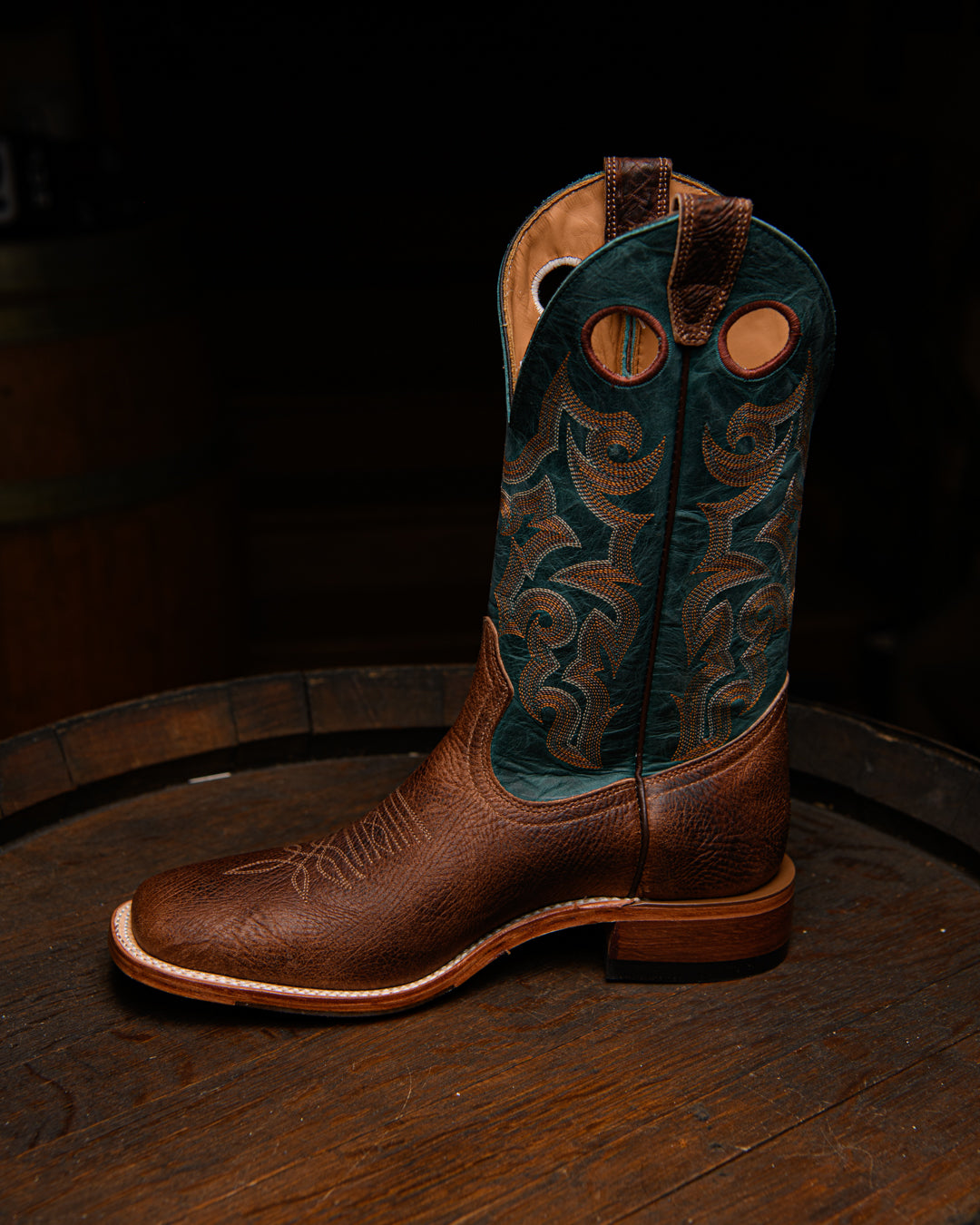 Bottes Roper bout carré large turquoise - Homme