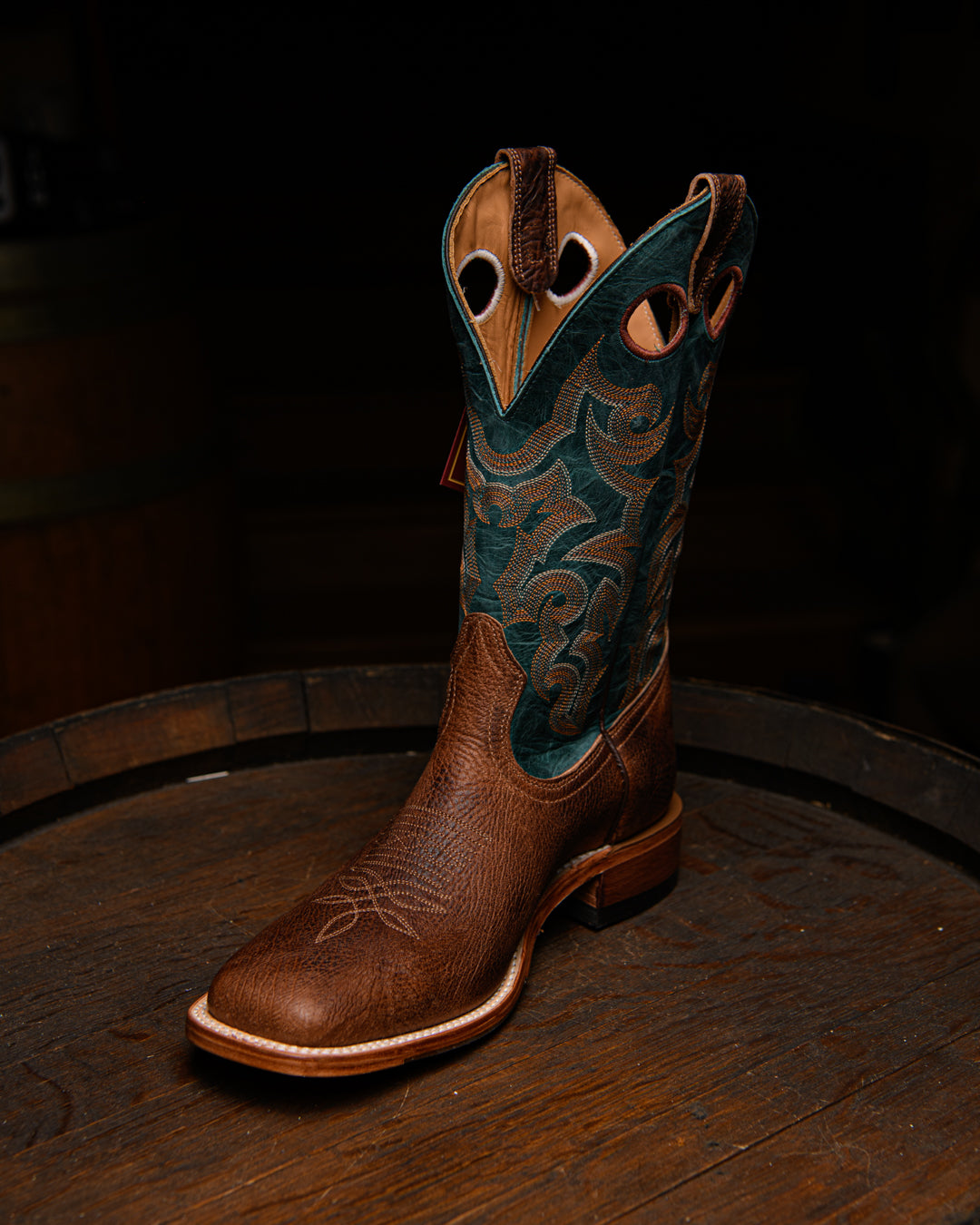 Bottes Roper bout carré large turquoise - Homme