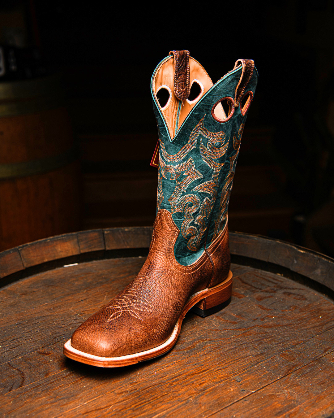 Bottes Roper bout carré large turquoise - Homme