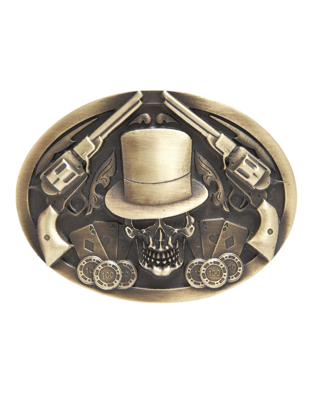 Steam Punk Skull &amp; Pistols Belt Buckle