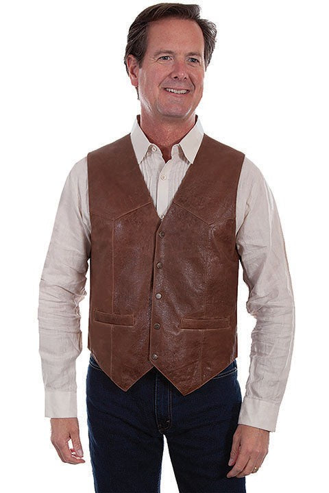 Brown lambskin leather vest