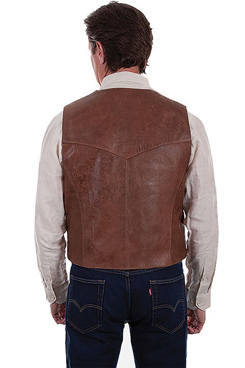 Brown lambskin leather vest