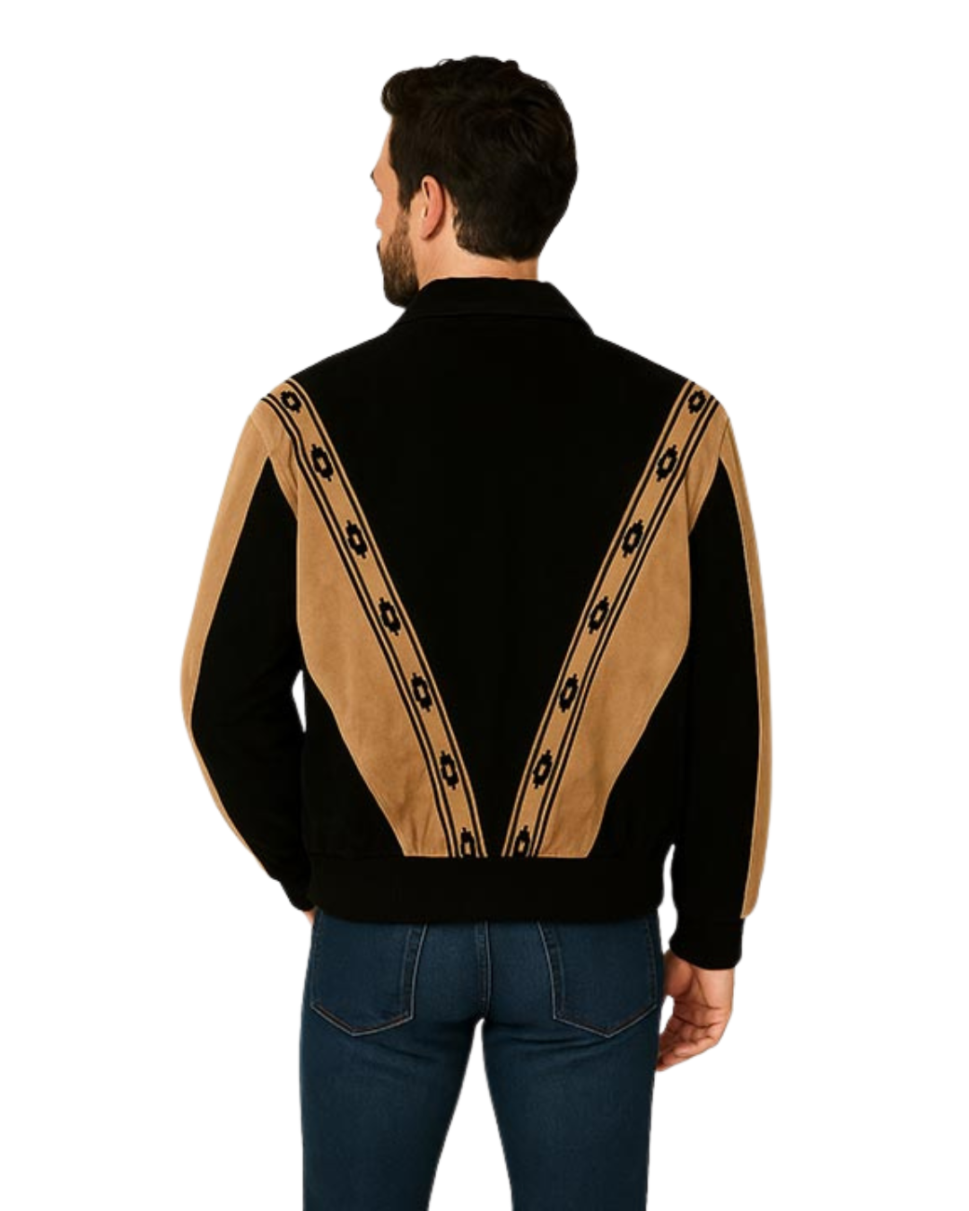 Veste Rodéo Bicolore Homme Suédine Motif Southwestern