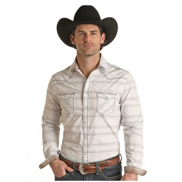 Chemise western motif Aztèque - Blanc