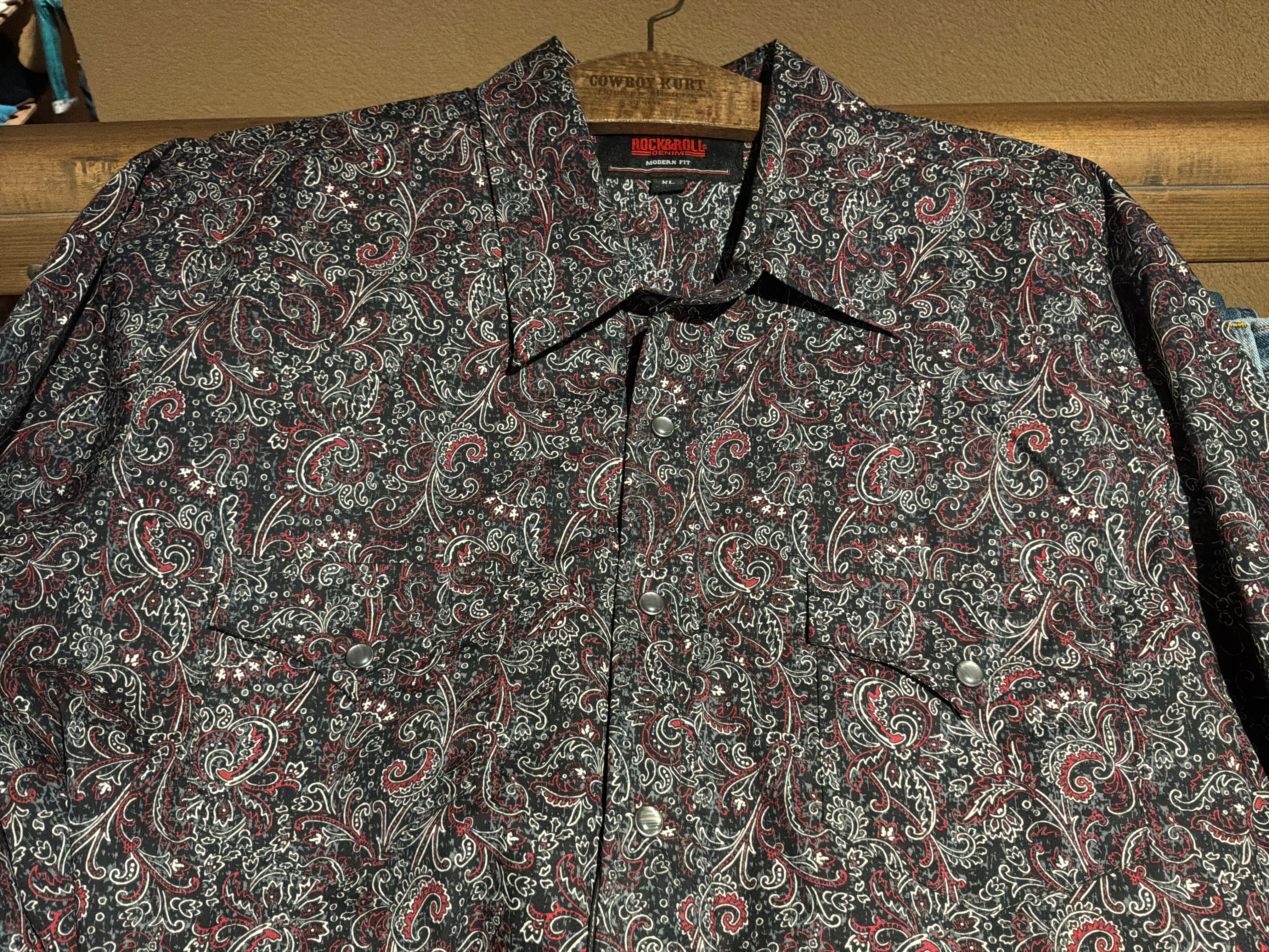 Chemise Western Paisley Bordeaux