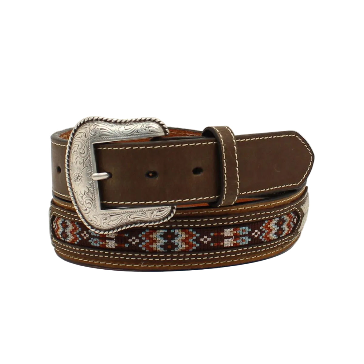 Ceinture western motif Aztèque - Brun