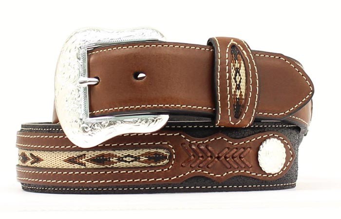 Ceinture western bicolore motif Aztèque
