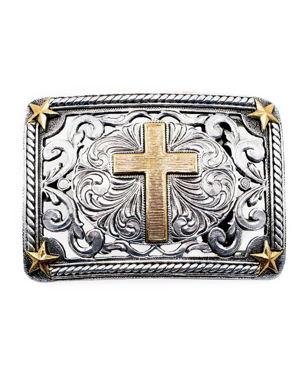 Boucle de ceinture croix doré