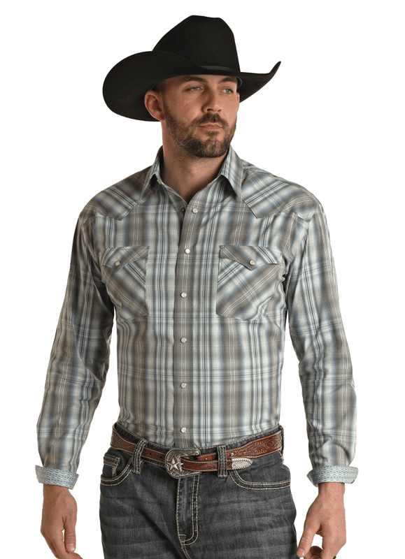 Chemise western à carreaux grise