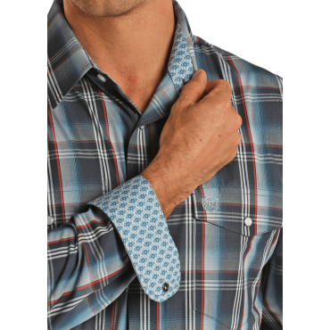 Chemise western à carreaux - Bleu