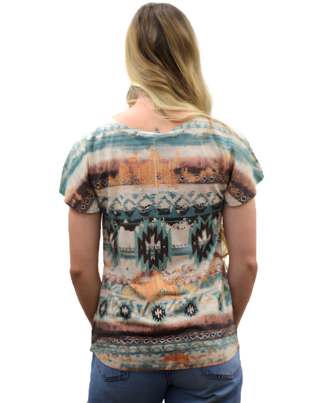 T-shirt Motif Southwest Beige Femme