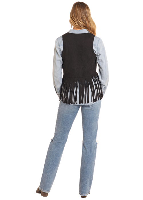 Gilet à franges en microsuède