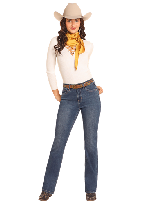 High-waisted bootcut jeans - Women's