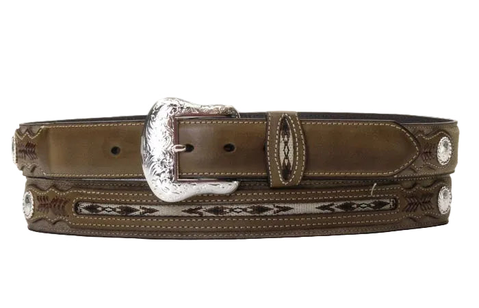 Ceinture western motif Aztèque beige