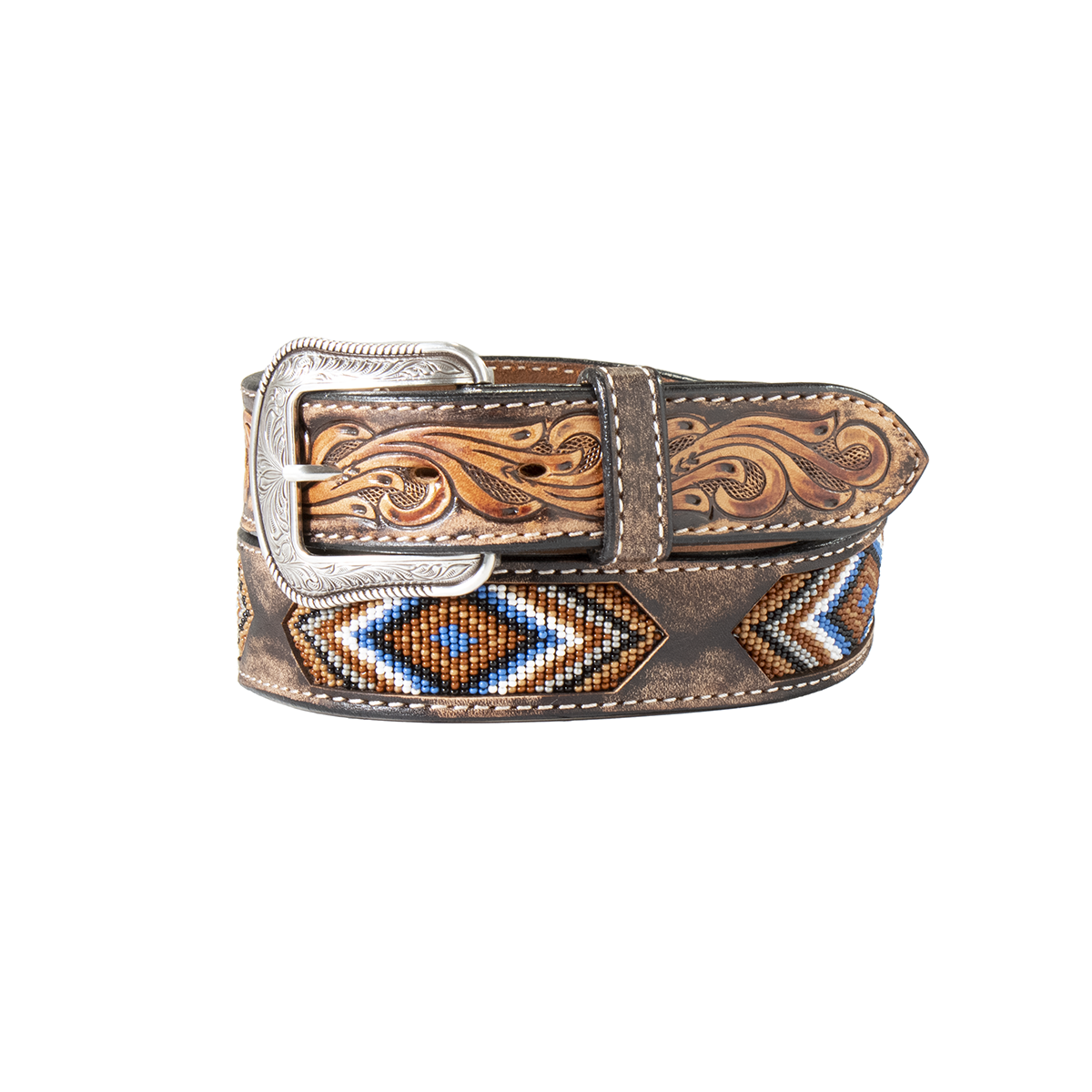 Ceinture western motif Aztèque perlé