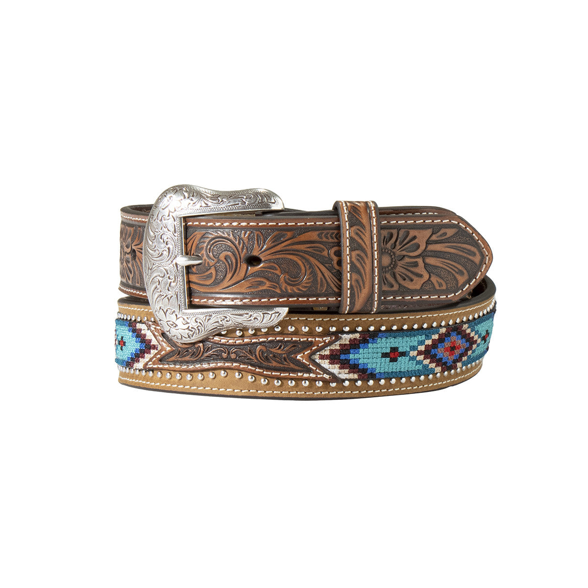 Ceinture western motif Aztèque turquoise