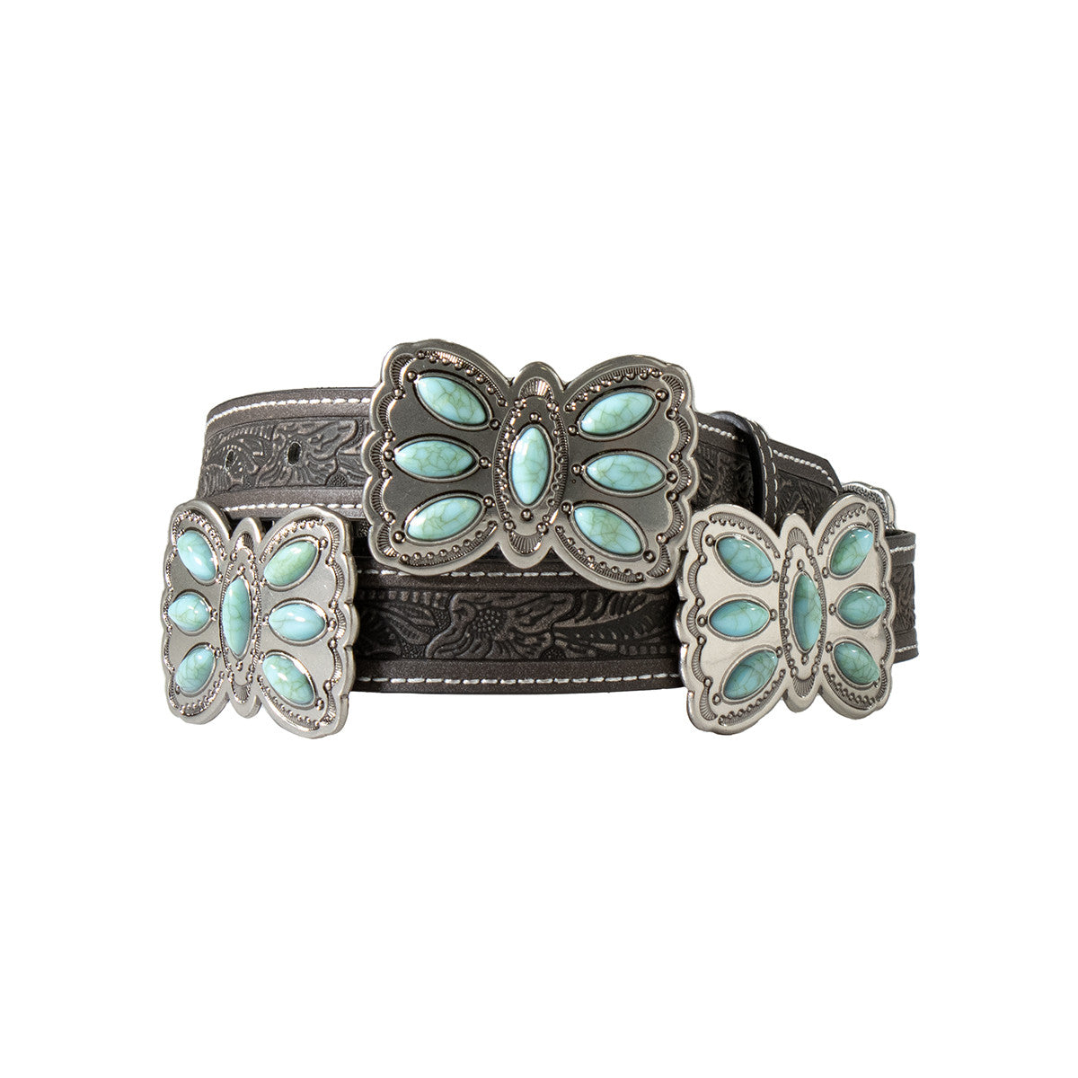 Ceinture western papillons turquoises