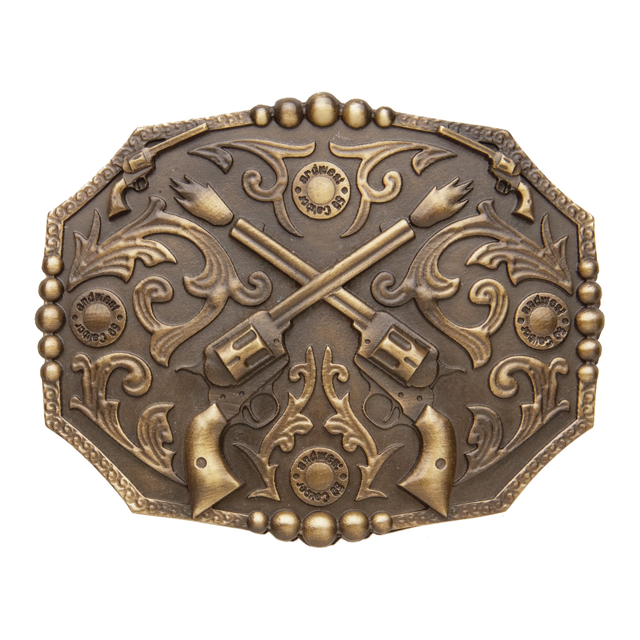 Boucle de ceinture western pistolets croisés