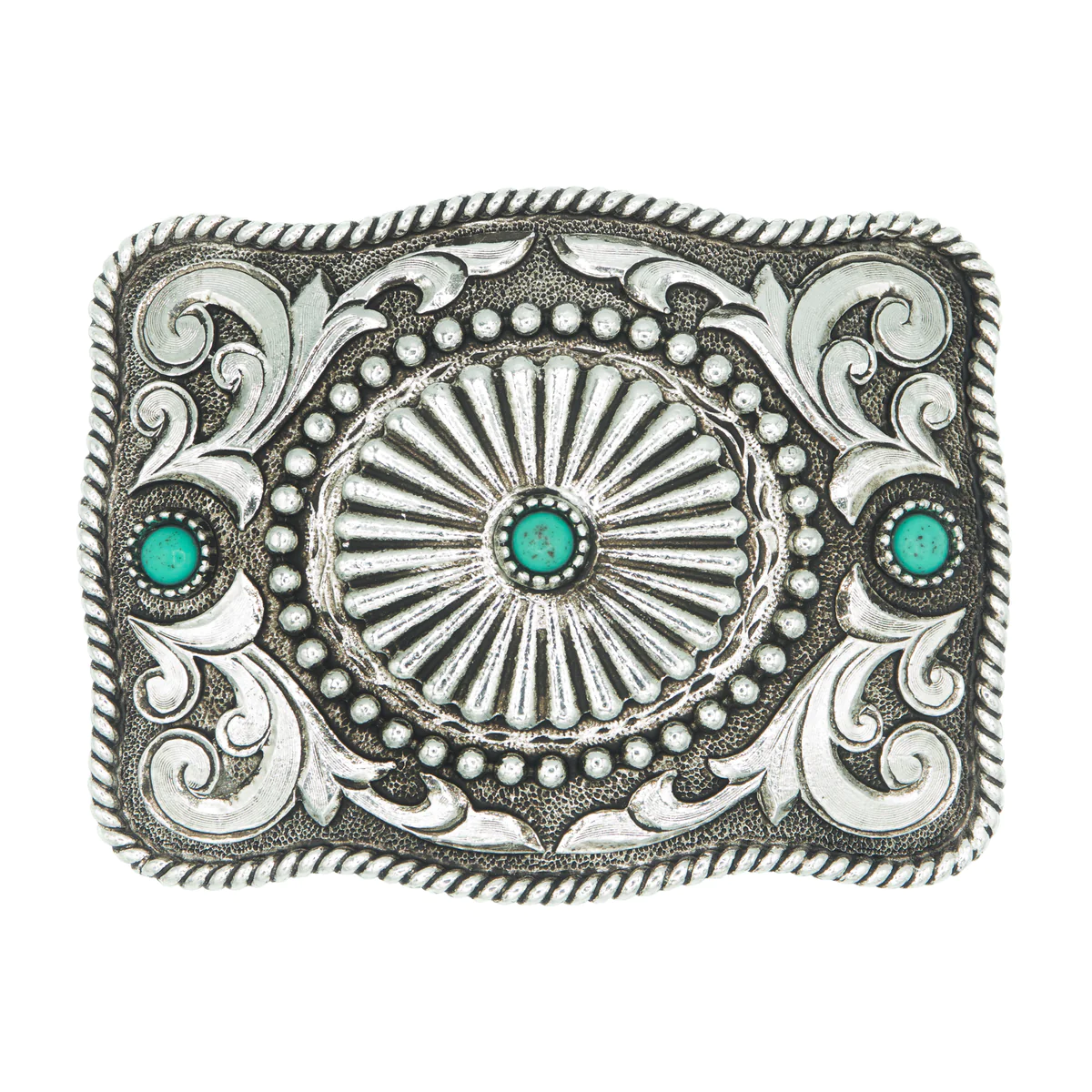 Boucle de ceinture festonnée concho turquoise