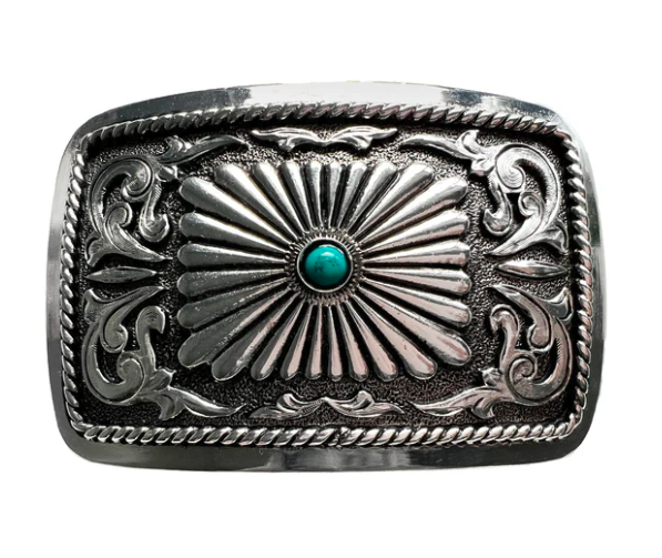 Boucle de ceinture western sunburst turquoise