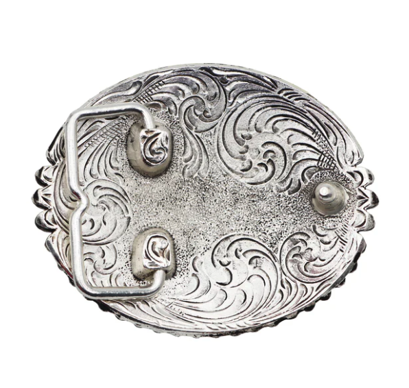 Boucle de ceinture ovale sunburst turquoise