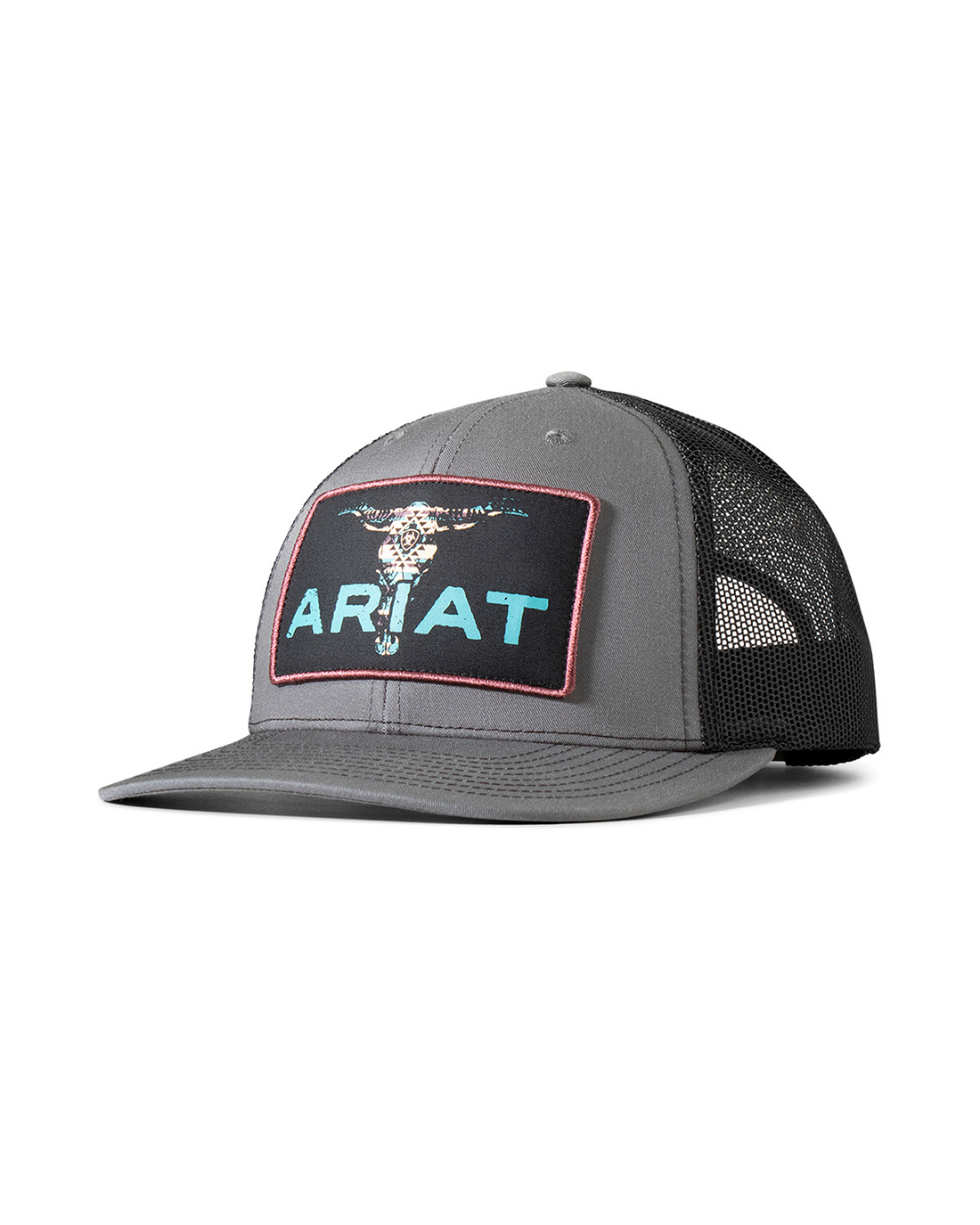 Casquette Trucker Crâne de Taureau Aztèque Gris