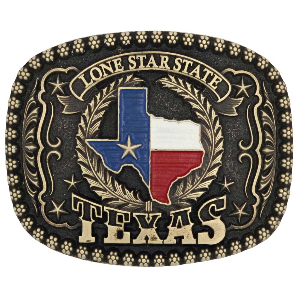 Oval Western Belt Buckle with Texas Star