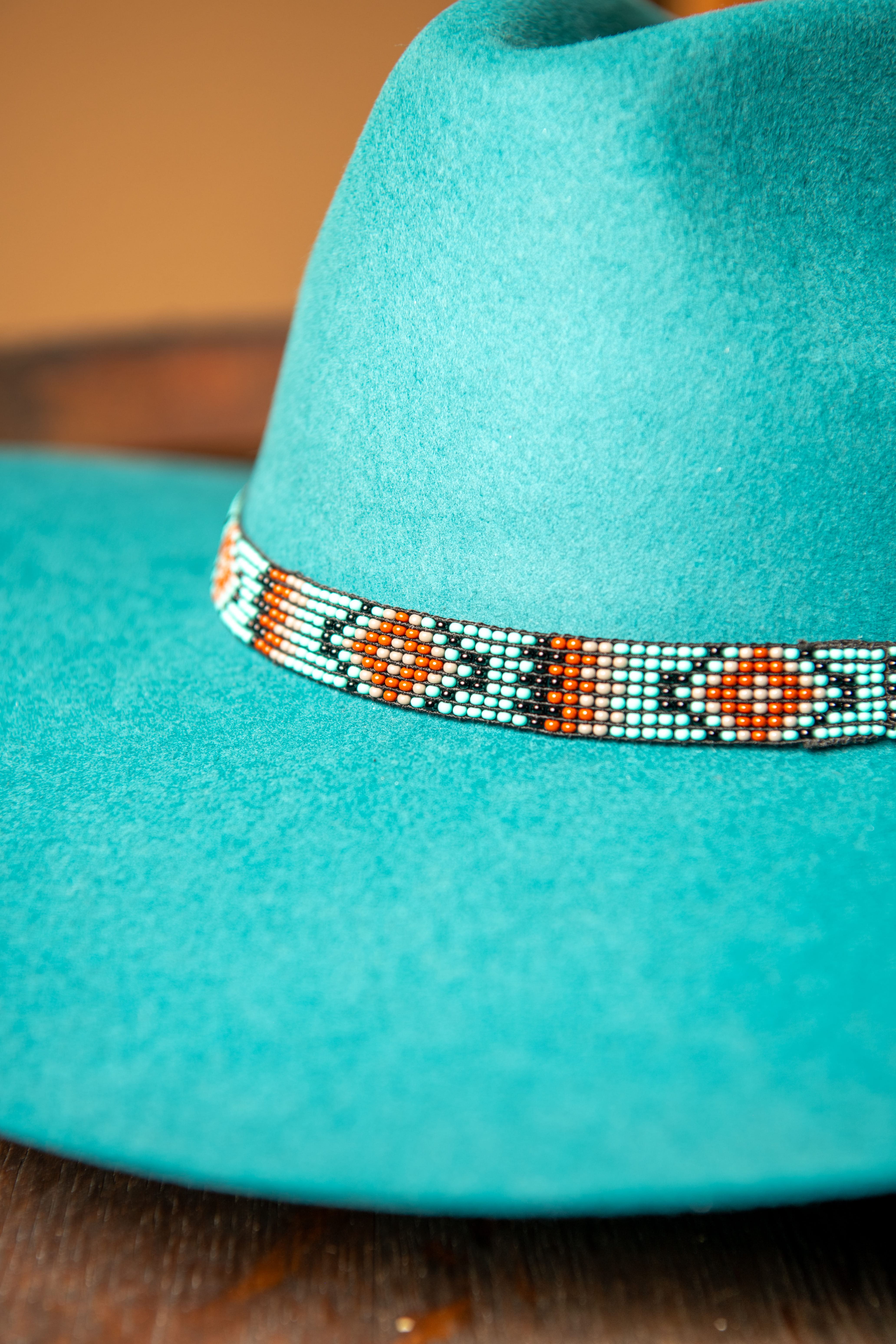 Bone hat band with black beads