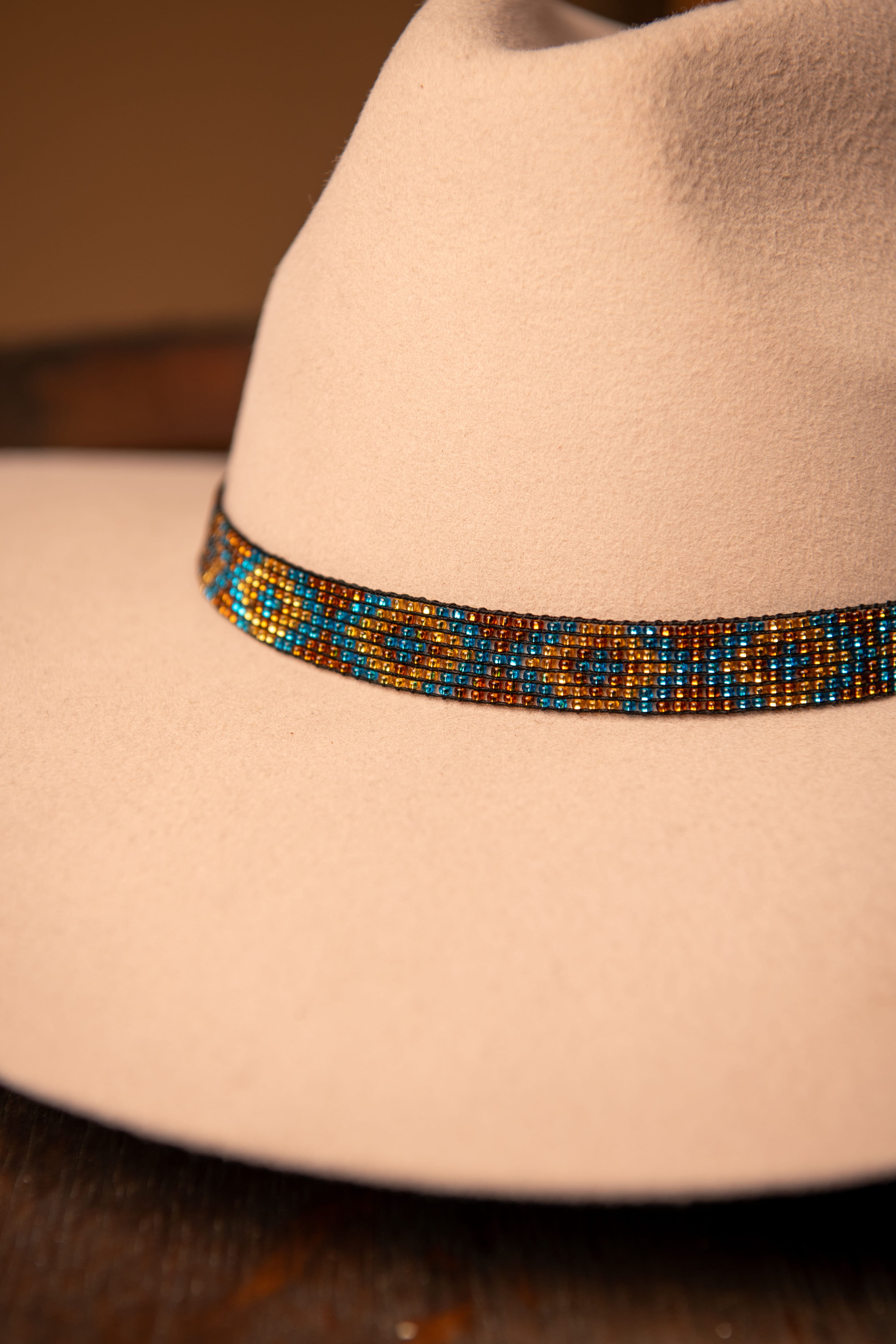 Bone hat band with black beads