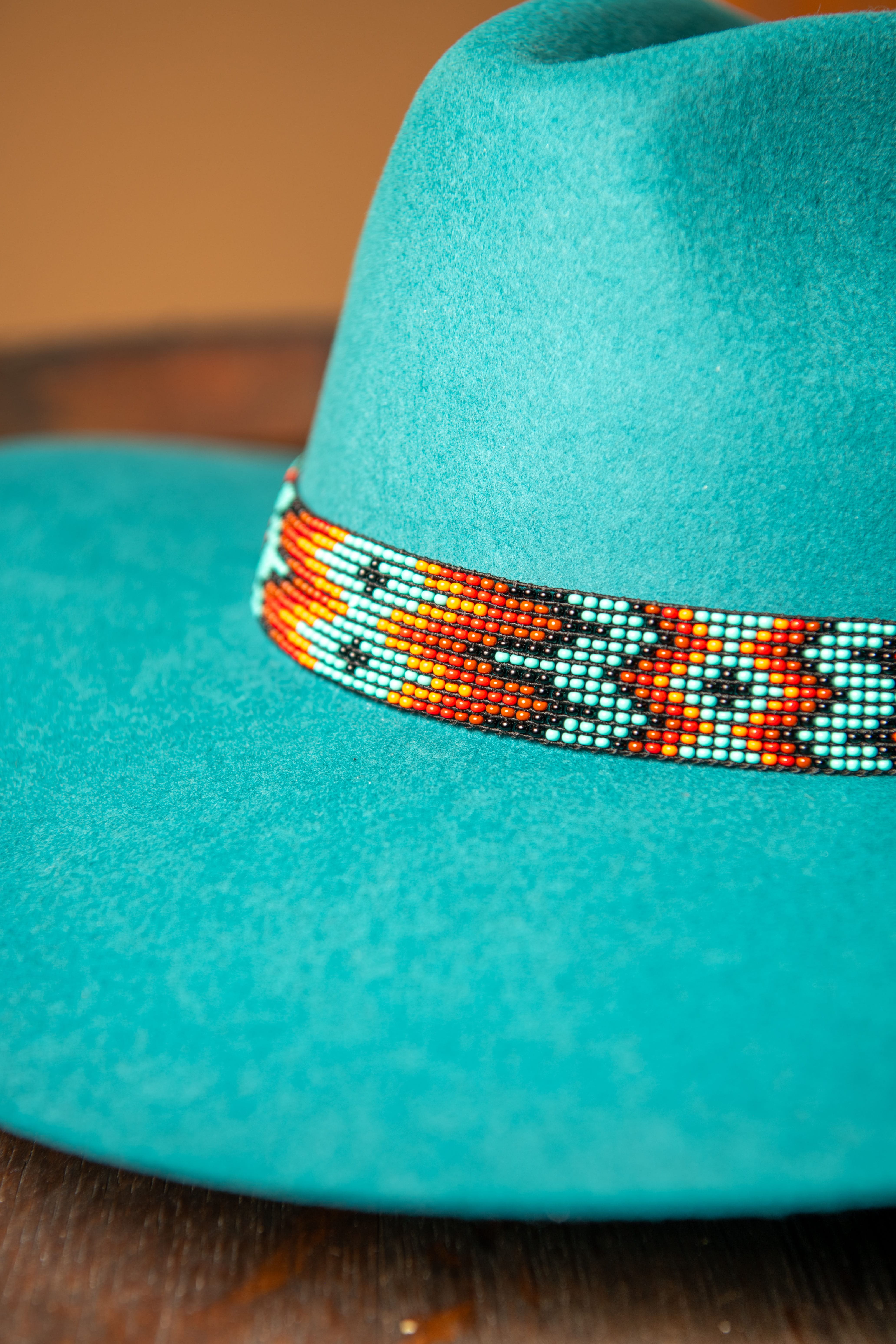 Bone hat band with black beads