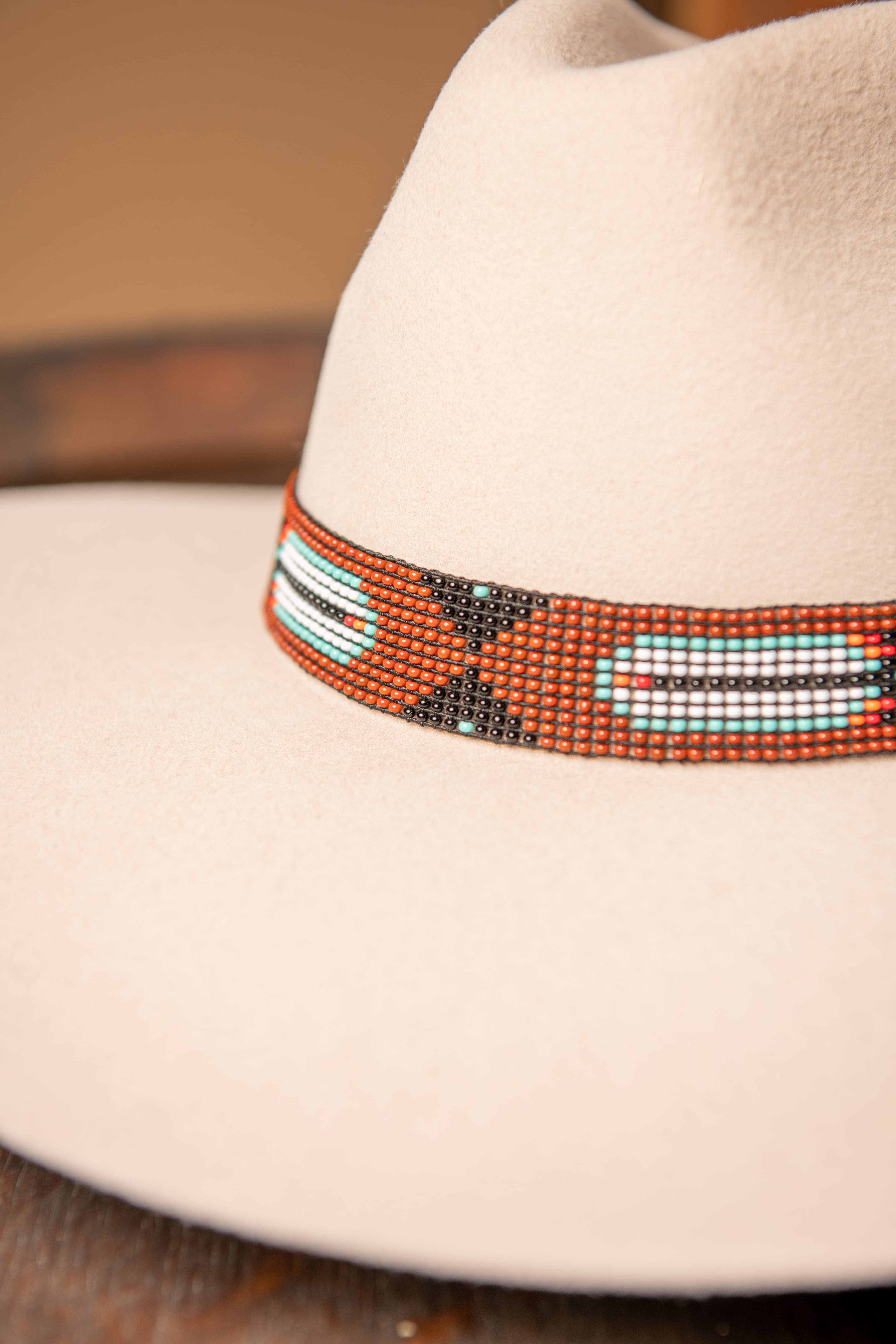 Bone hat band with black beads