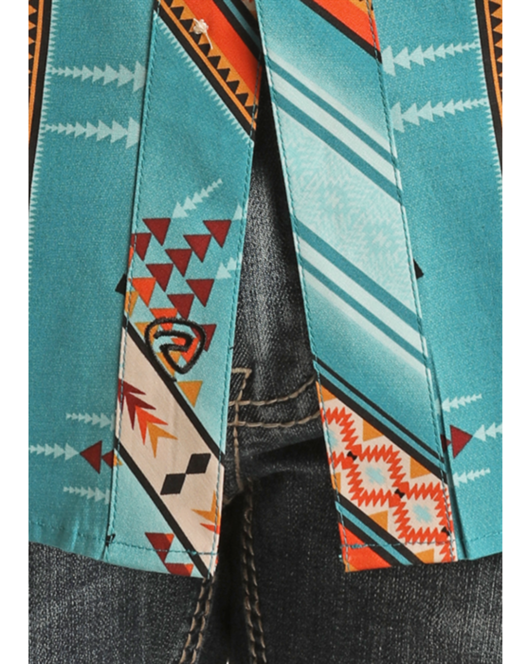 Chemise western motif aztèques turquoise