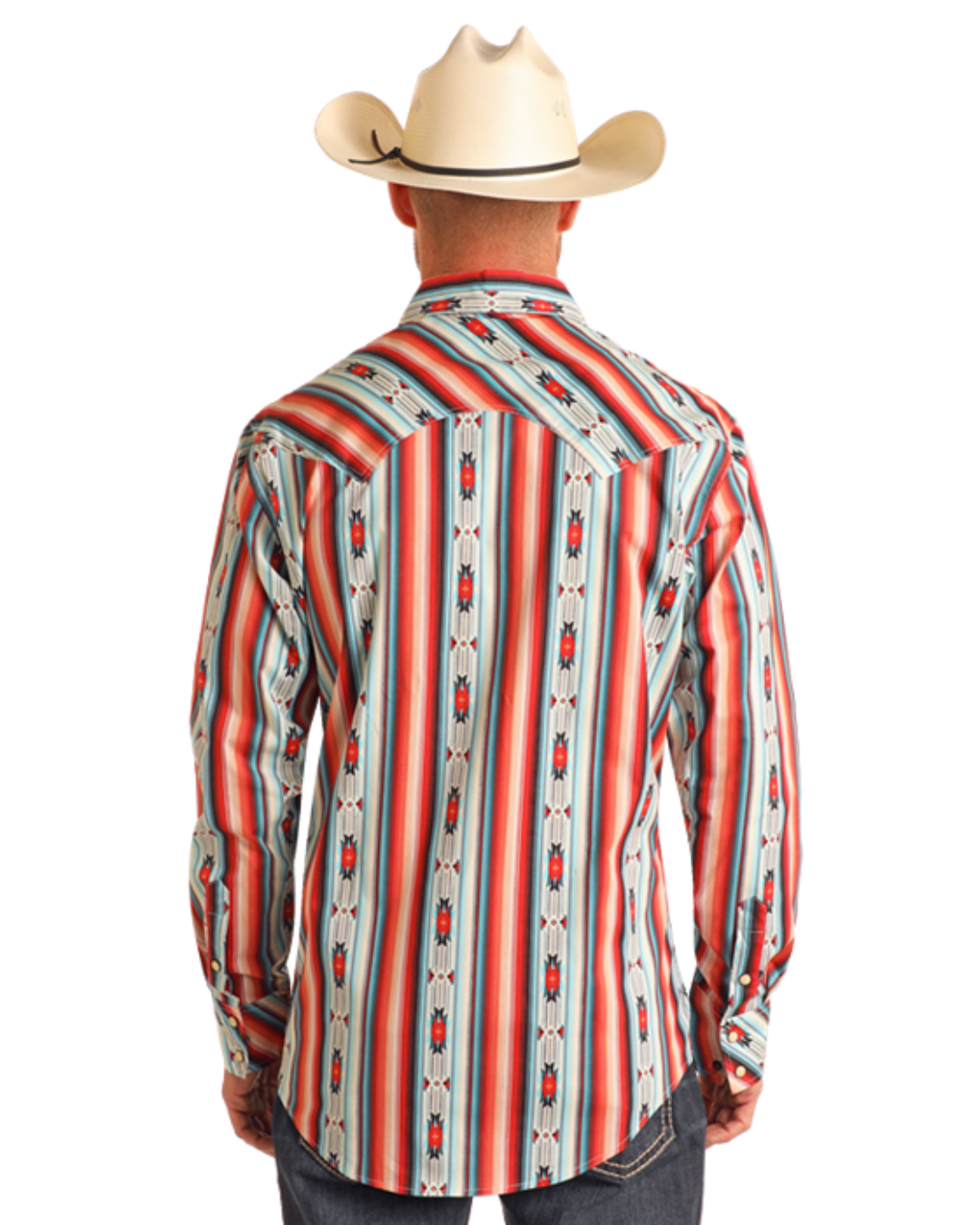 Chemise western motif azteque rouge