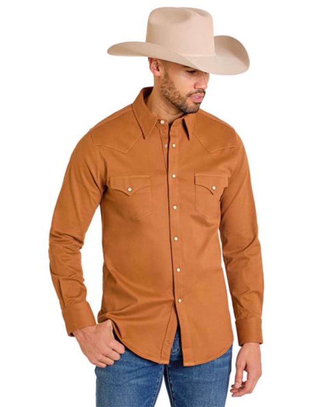 Chemise western unie rouille